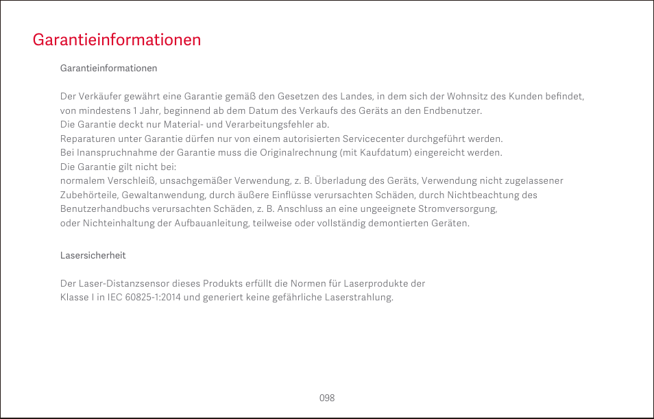 Garantieinformationen | Roborock S4 CE User Manual | Page 101 / 168