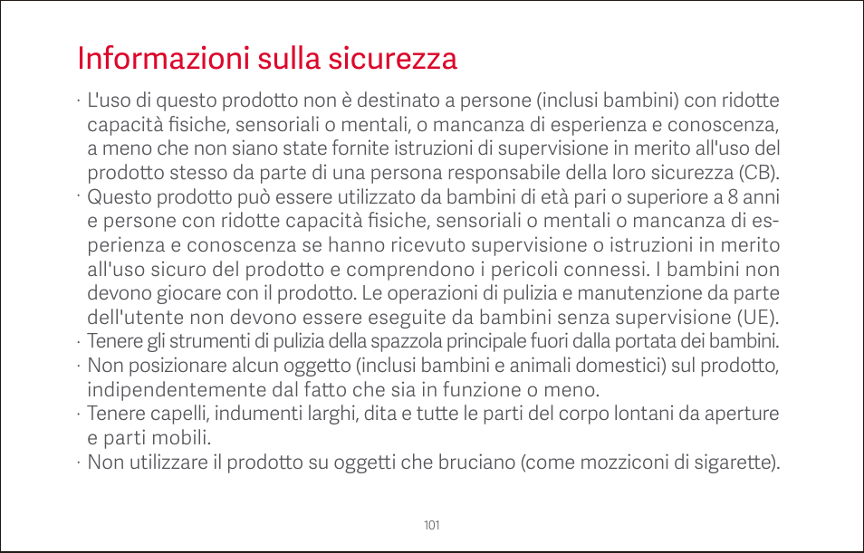 Informazioni sulla sicurezza | Roborock S4 CE User Manual | Page 104 / 168