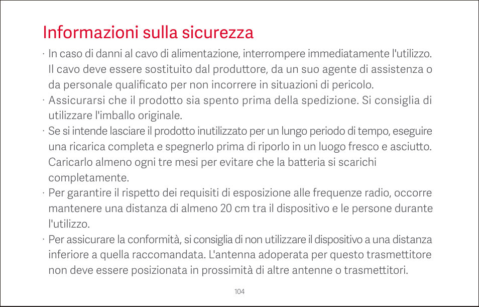 Informazioni sulla sicurezza | Roborock S4 CE User Manual | Page 107 / 168