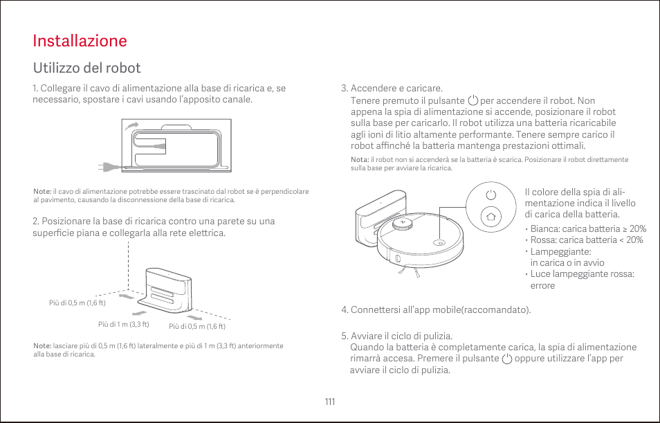 Installazione, Utilizzo del robot | Roborock S4 CE User Manual | Page 114 / 168
