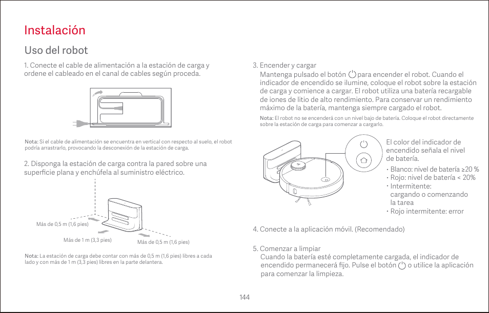 Instalación, Uso del robot | Roborock S4 CE User Manual | Page 147 / 168