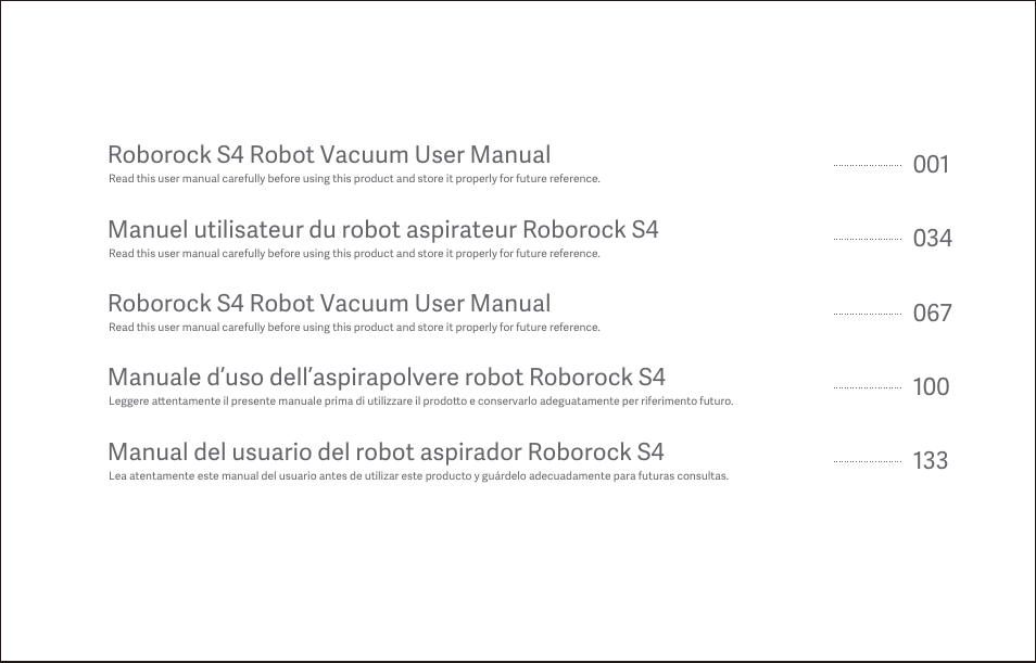 Roborock s4 robot vacuum user manual 001, Roborock s4 robot vacuum user manual 067 | Roborock S4 CE User Manual | Page 2 / 168
