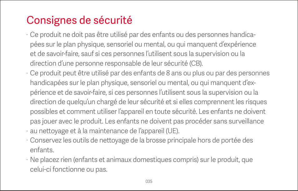 Consignes de sécurité | Roborock S4 CE User Manual | Page 38 / 168