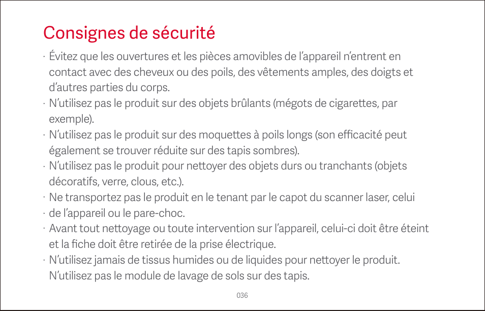 Consignes de sécurité | Roborock S4 CE User Manual | Page 39 / 168