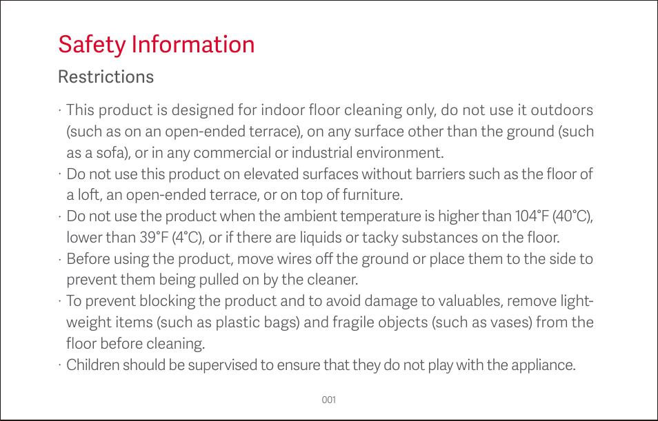 Safety information | Roborock S4 CE User Manual | Page 4 / 168