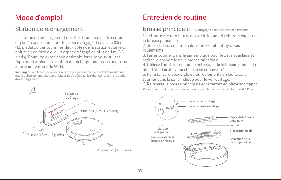 Mode d’emploi, Entretien de routine, Station de rechargement | Brosse principale | Roborock S4 CE User Manual | Page 54 / 168