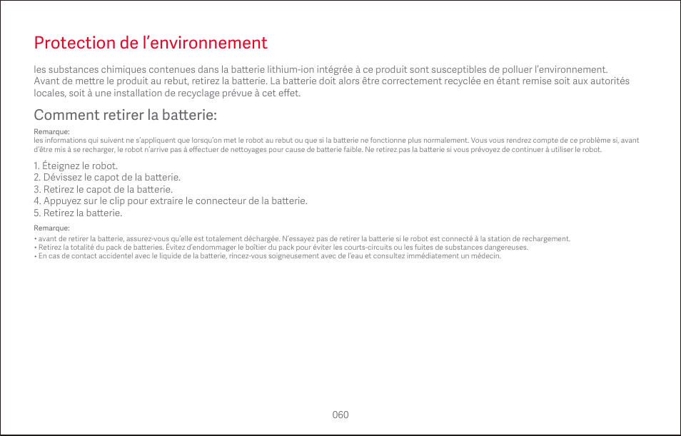 Protection de l’environnement, Comment retirer la ba tt erie | Roborock S4 CE User Manual | Page 63 / 168