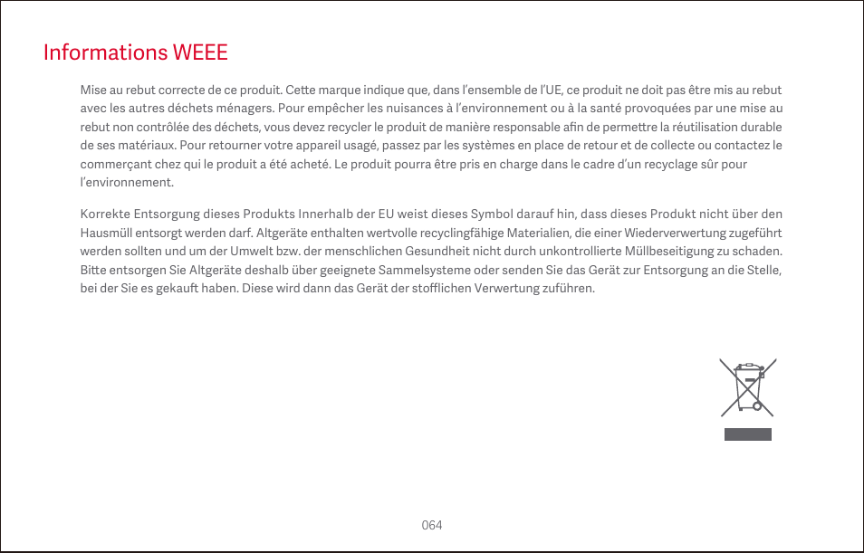 Informations weee | Roborock S4 CE User Manual | Page 67 / 168