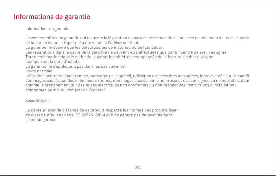 Informations de garantie | Roborock S4 CE User Manual | Page 68 / 168