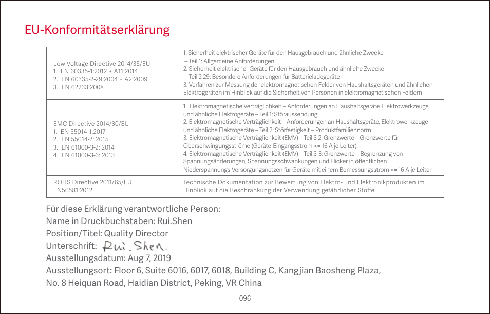 Eu-konformitätserklärung | Roborock S4 CE User Manual | Page 99 / 168