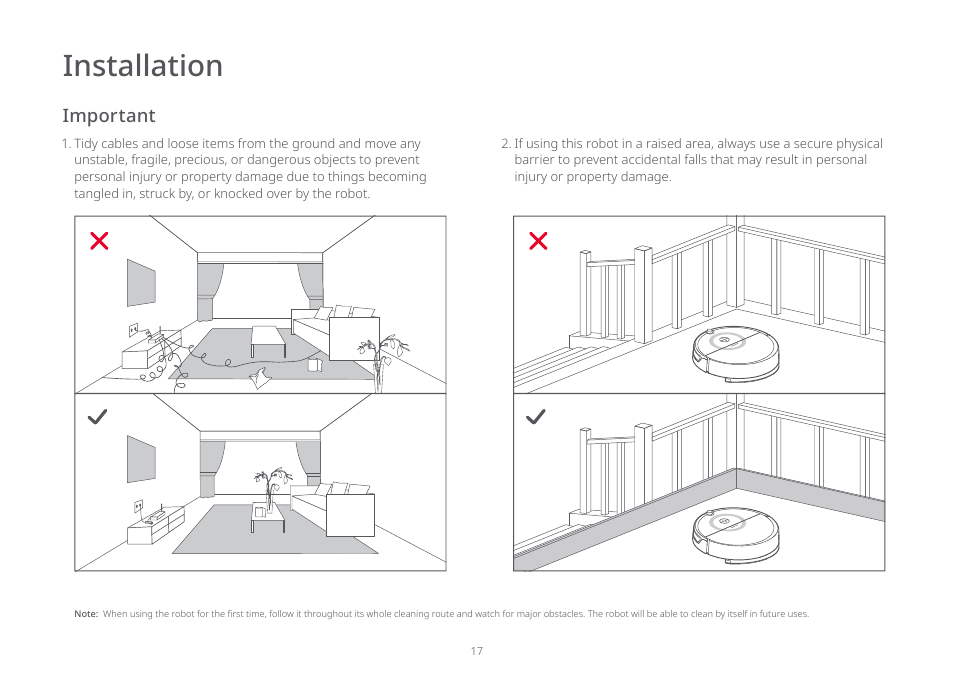 Installation, Important | Roborock E5 FCC User Manual | Page 19 / 40