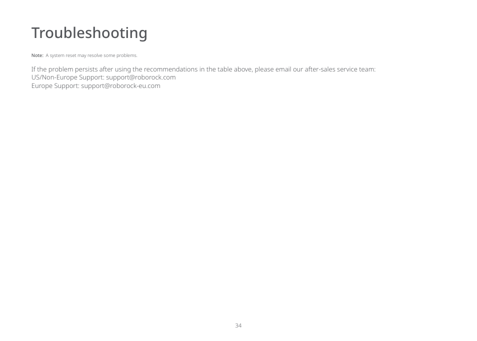 Troubleshooting | Roborock E5 FCC User Manual | Page 36 / 40