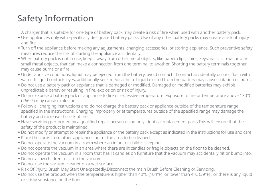 Safety information | Roborock E5 FCC User Manual | Page 4 / 40