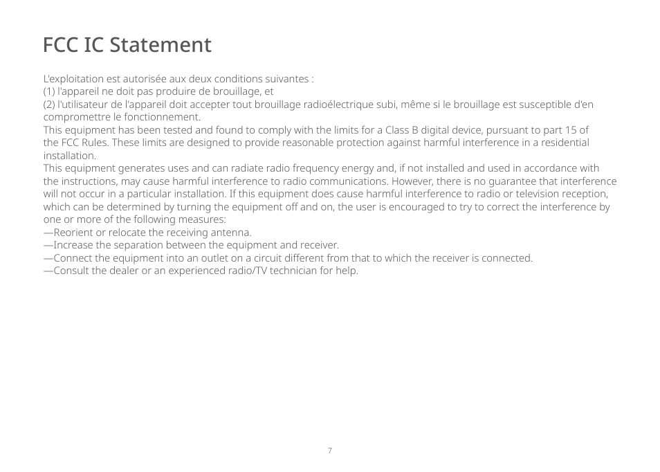 Fcc ic statement | Roborock E5 FCC User Manual | Page 9 / 40
