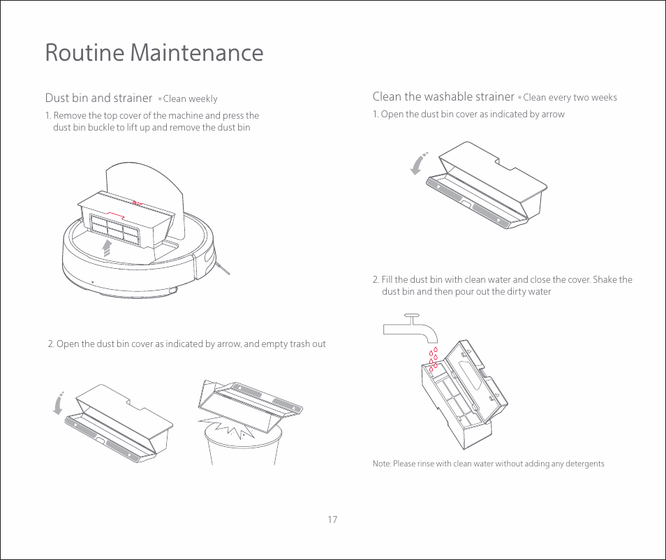 Routine maintenance | Roborock E2 User Manual | Page 19 / 28