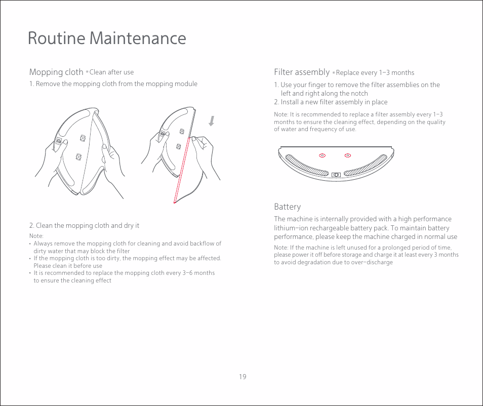 Routine maintenance | Roborock E2 User Manual | Page 21 / 28
