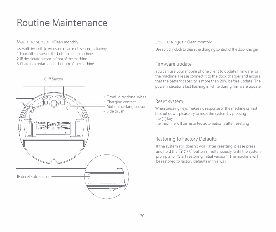 Routine maintenance | Roborock E2 User Manual | Page 22 / 28