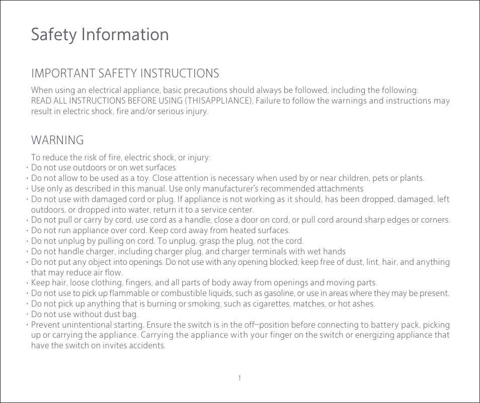 Safety information, Important safety instructions, Warning | Roborock E2 User Manual | Page 3 / 28