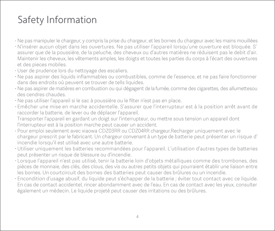 Safety information | Roborock E2 User Manual | Page 6 / 28