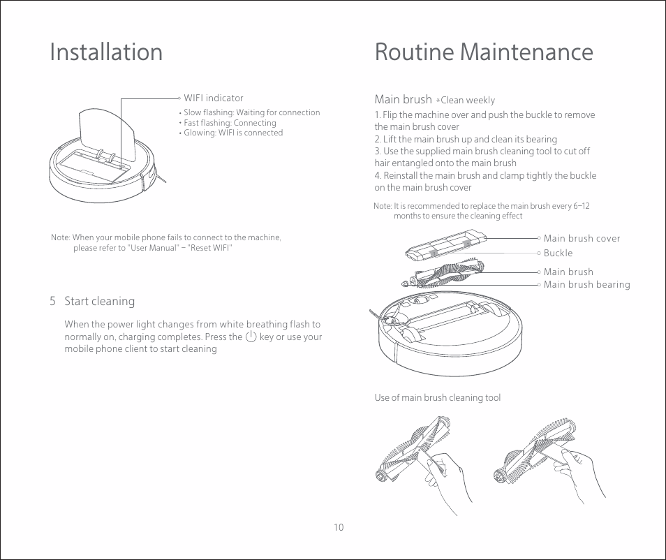 Installation, Routine maintenance | Roborock C1 CE User Manual | Page 11 / 24