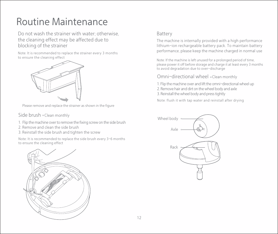 Routine maintenance | Roborock C1 CE User Manual | Page 13 / 24