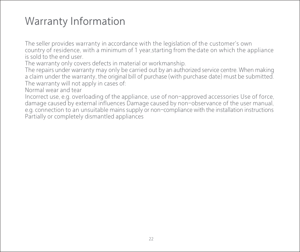 Warranty information | Roborock C1 CE User Manual | Page 23 / 24