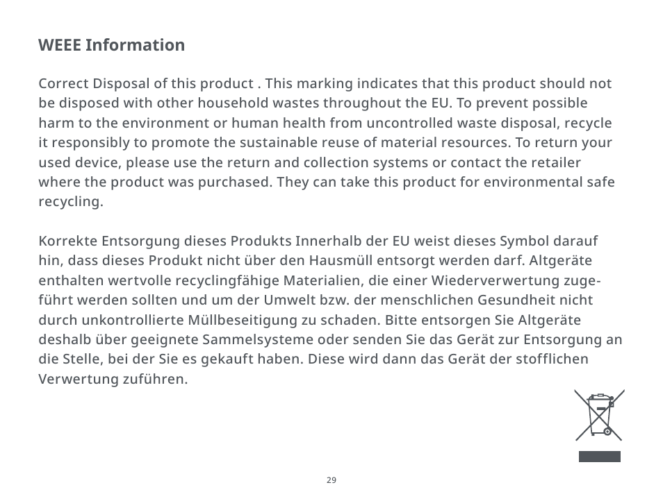 Weee information | Roborock H6 CE User Manual | Page 33 / 34