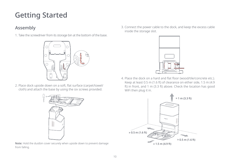Getting started, Assembly | Roborock Auto Empty Dock Pure CE User Manual | Page 10 / 15