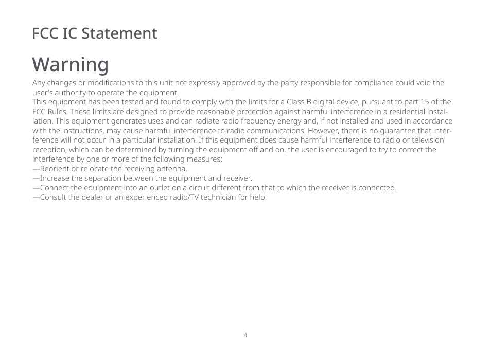 Warning, Fcc ic statement | Roborock Auto-Emtpy Dock FCC User Manual | Page 8 / 27