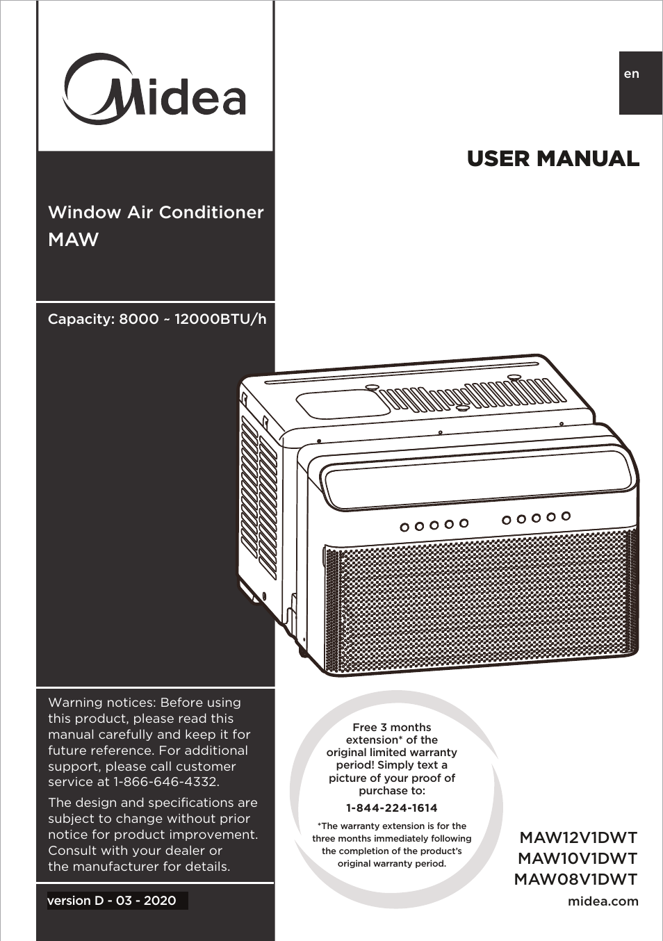 MIDEA 10,000 BTU U-shaped User Manual | 28 pages