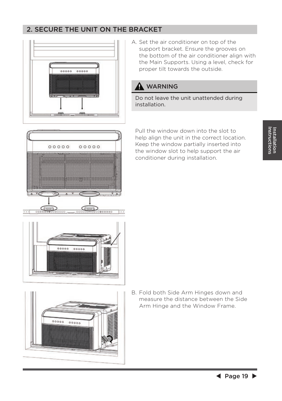 Secure the unit on the bracket | MIDEA 10,000 BTU U-shaped User Manual | Page 19 / 28