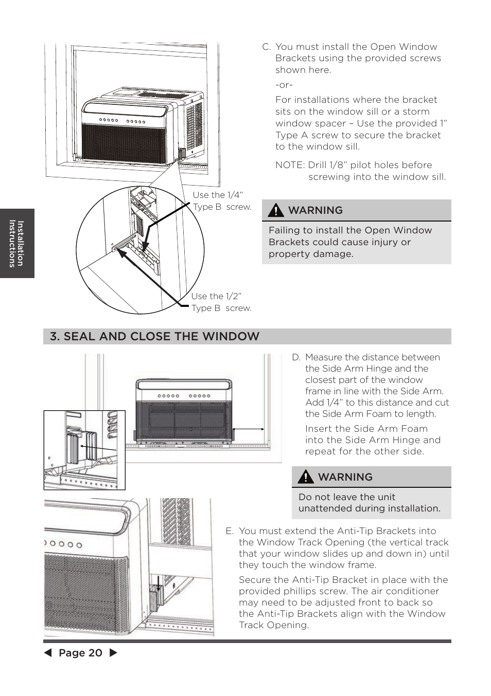 Seal and close the window | MIDEA 10,000 BTU U-shaped User Manual | Page 20 / 28
