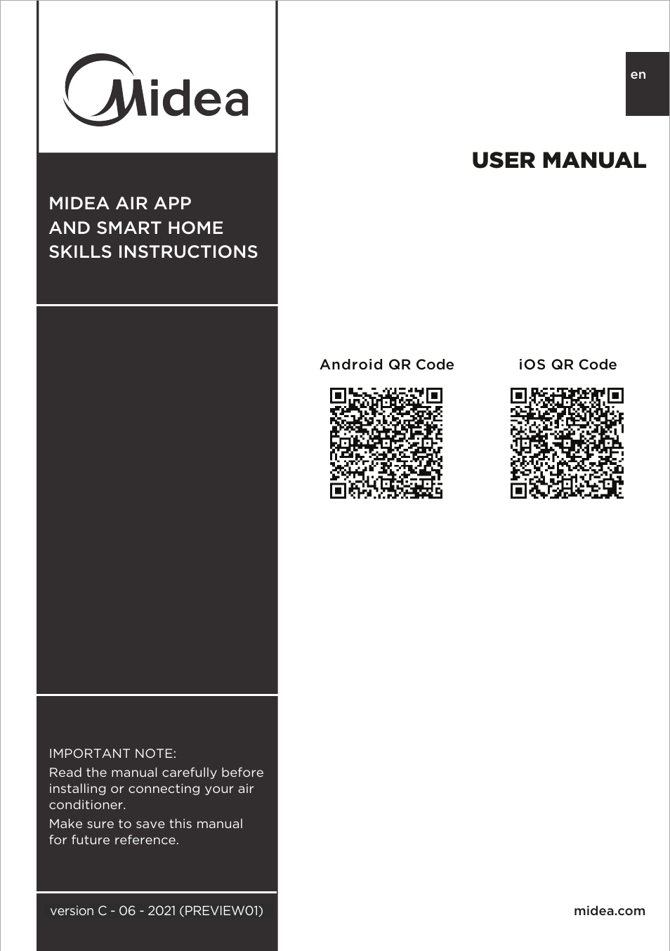 MIDEA 25,000 BTU ComfortSense User Manual | 26 pages