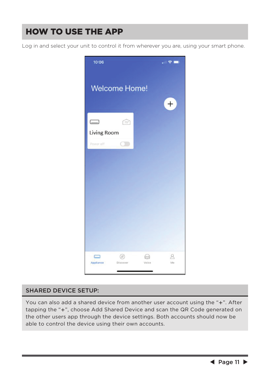 How to use the app | MIDEA 25,000 BTU ComfortSense User Manual | Page 11 / 26