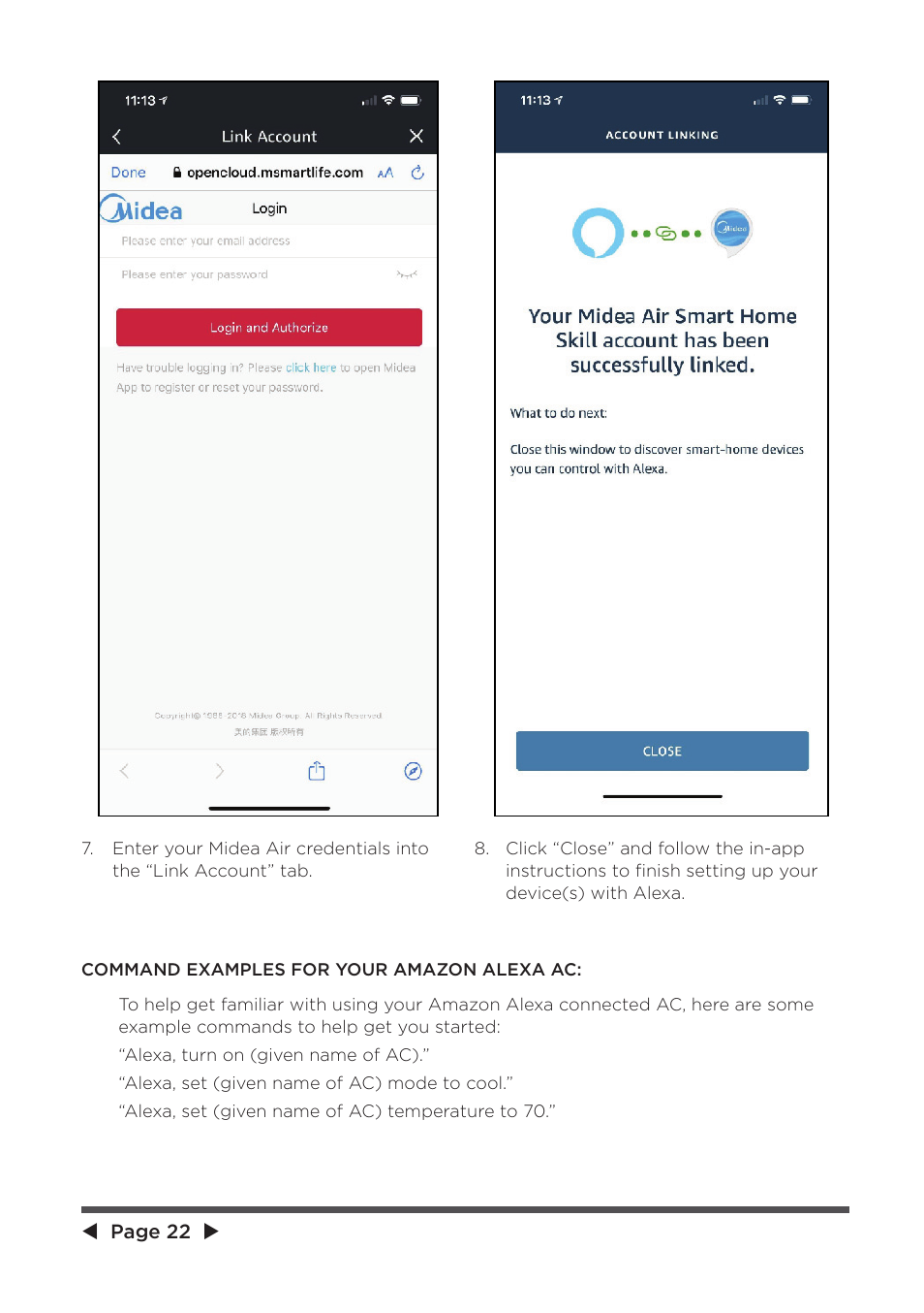 MIDEA 25,000 BTU ComfortSense User Manual | Page 22 / 26