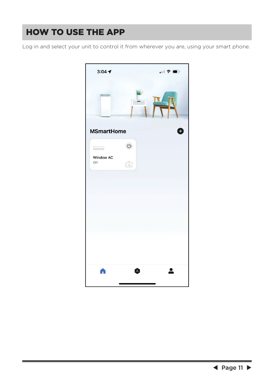 How to use the app | MIDEA 8,000 BTU SmartCool User Manual | Page 11 / 26