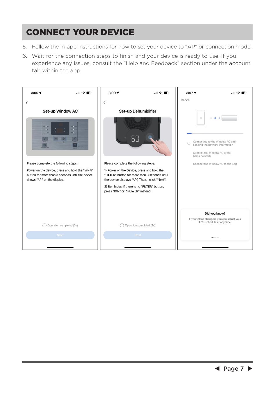 Connect your device | MIDEA 8,000 BTU SmartCool User Manual | Page 7 / 26
