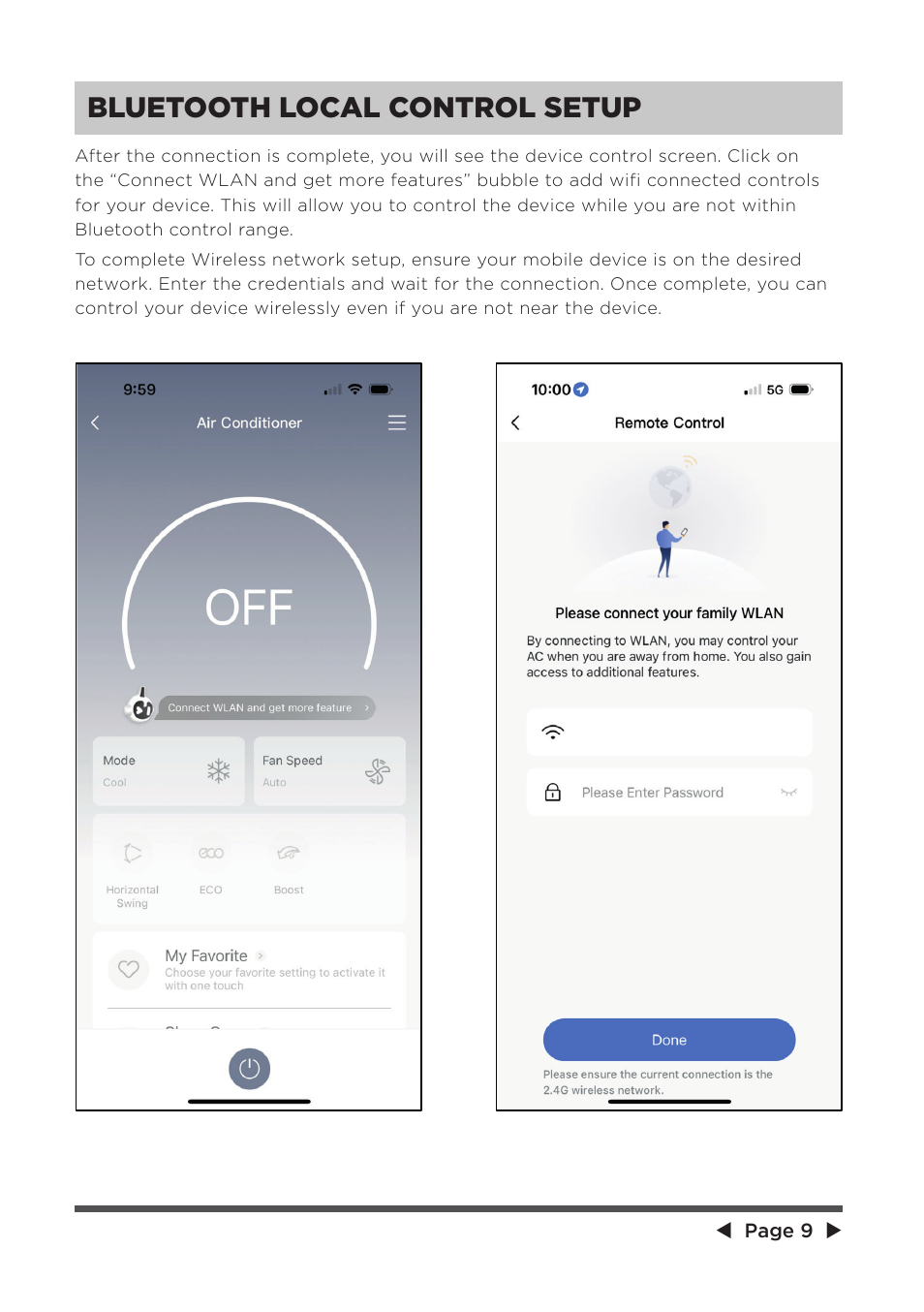Bluetooth local control setup | MIDEA 8,000 BTU SmartCool User Manual | Page 9 / 26