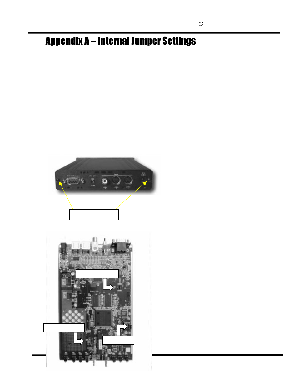 Sshqgl[$²,qwhuqdo-xpshu6hwwlqjv, Removing the iscan plus v2 motherboard, Modifying composite sync jumper setting | DVDO iScanPlus V2 User Manual | Page 23 / 27