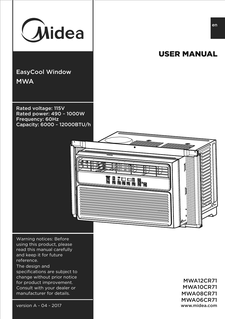 MIDEA MWA12CR71 User Manual | 24 pages