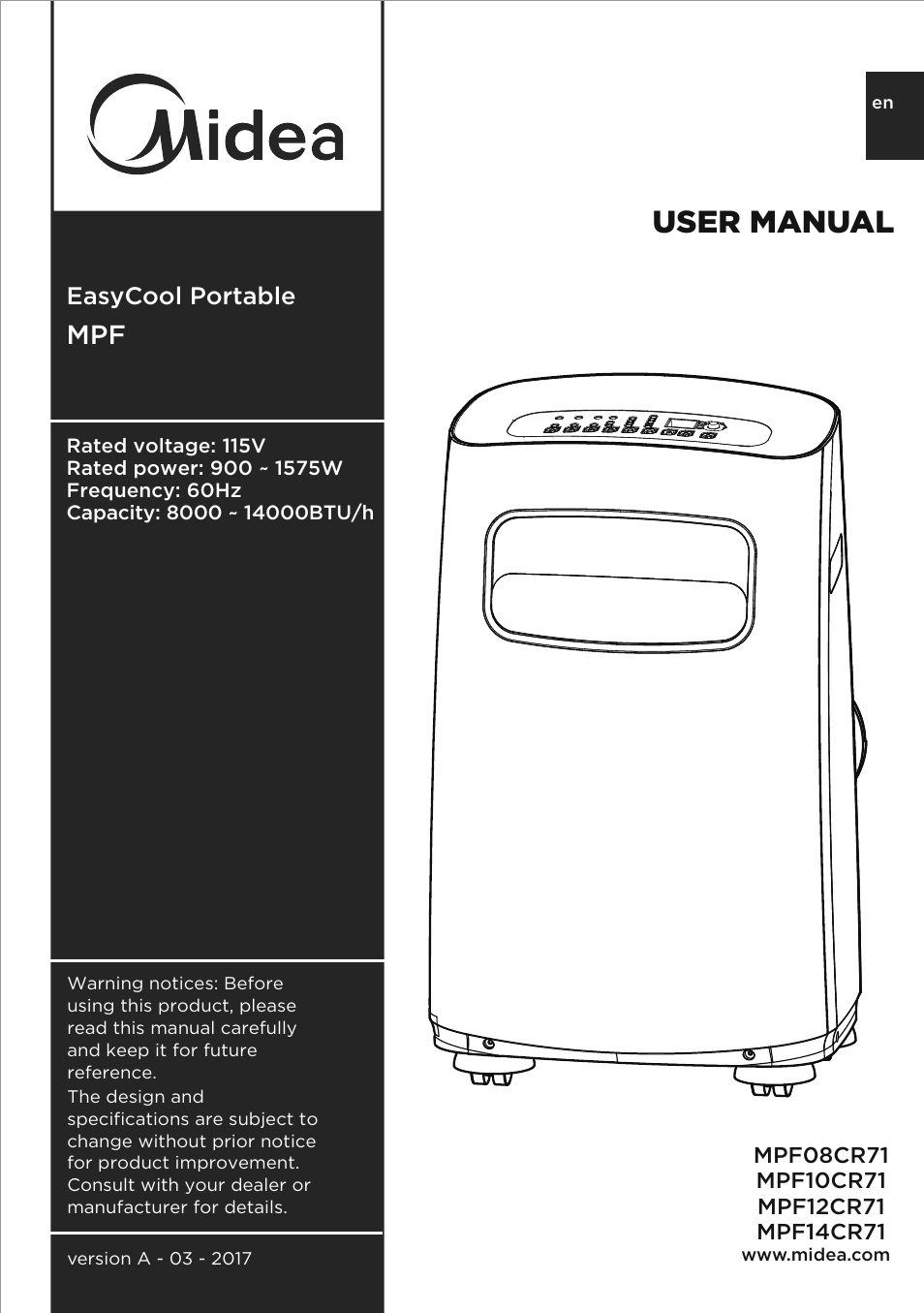 MIDEA MPF08CR71 User Manual | 32 pages