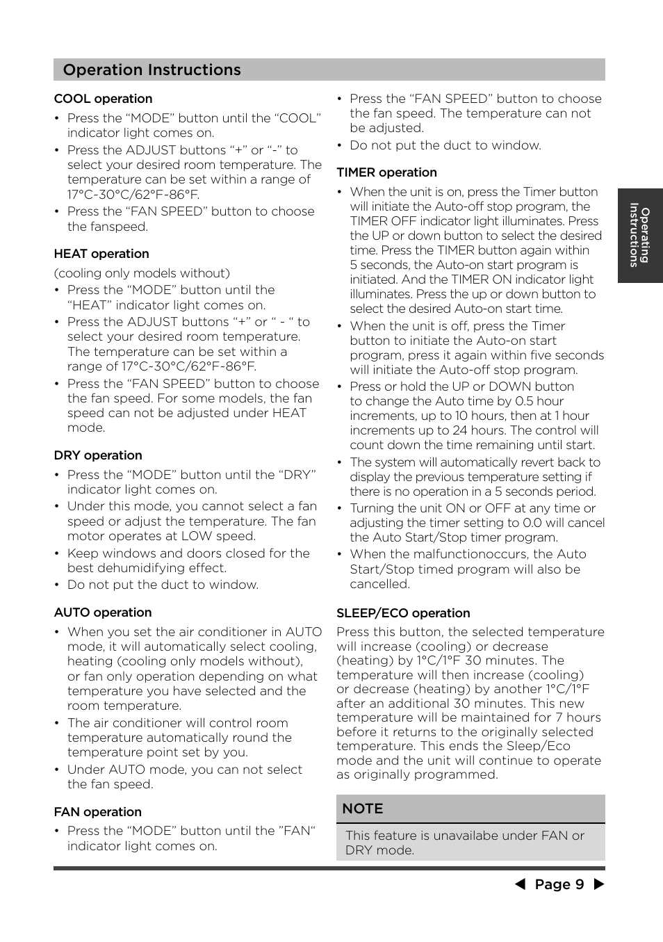 Operation instructions | MIDEA MPF08CR71 User Manual | Page 10 / 32