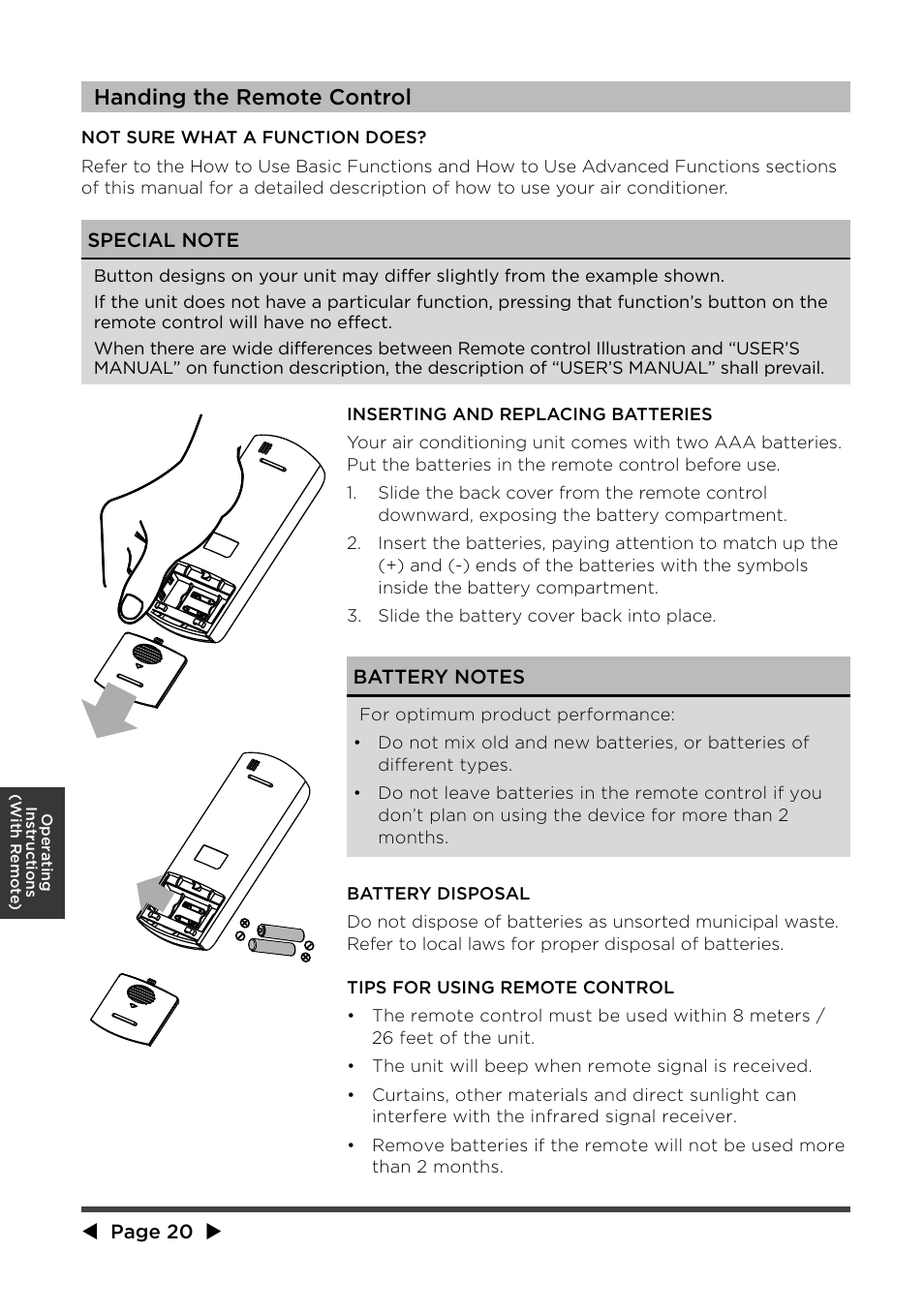 Handing the re m ote control | MIDEA MPF08CR71 User Manual | Page 21 / 32