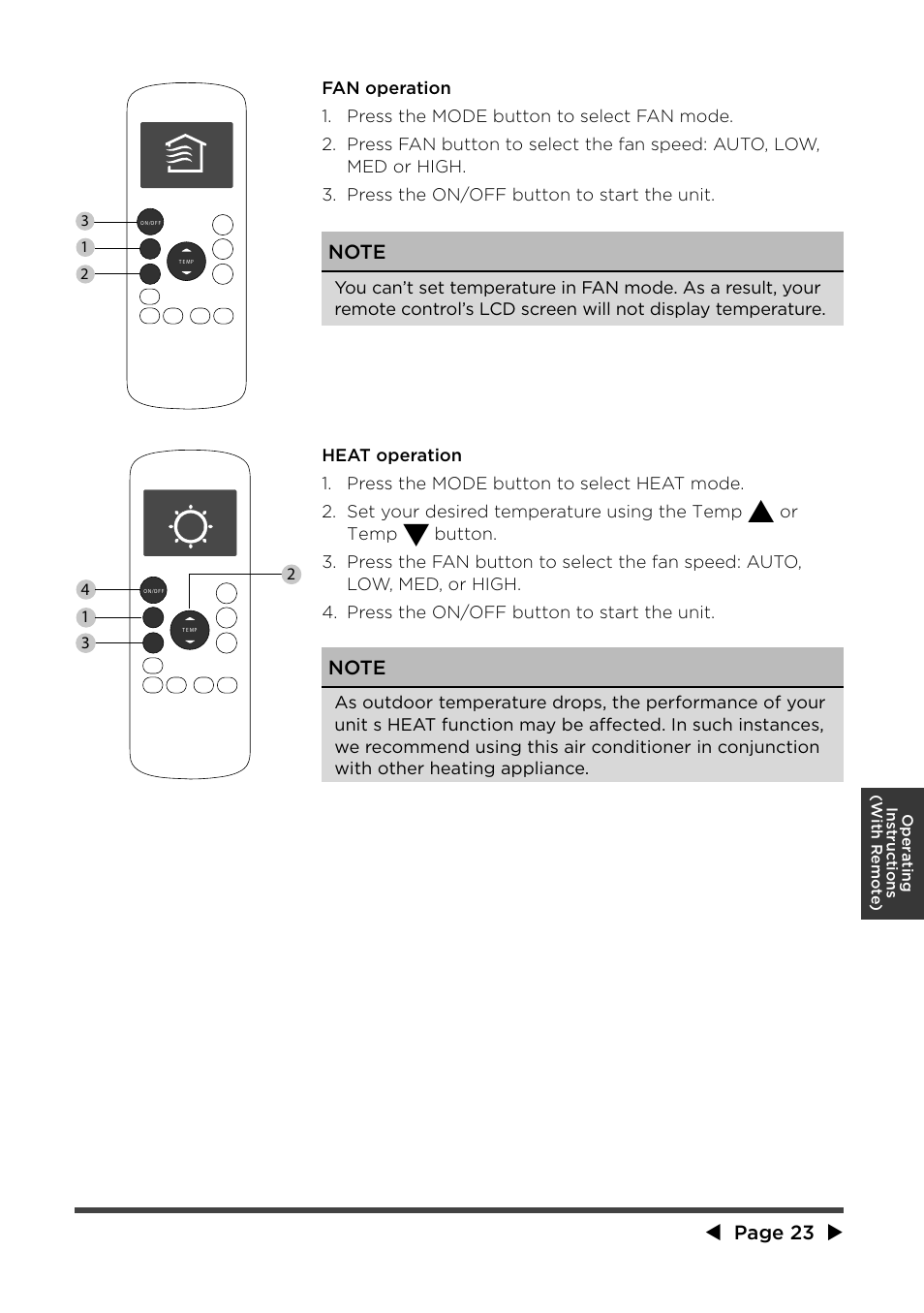 Page 23, Or temp | MIDEA MPF08CR71 User Manual | Page 24 / 32