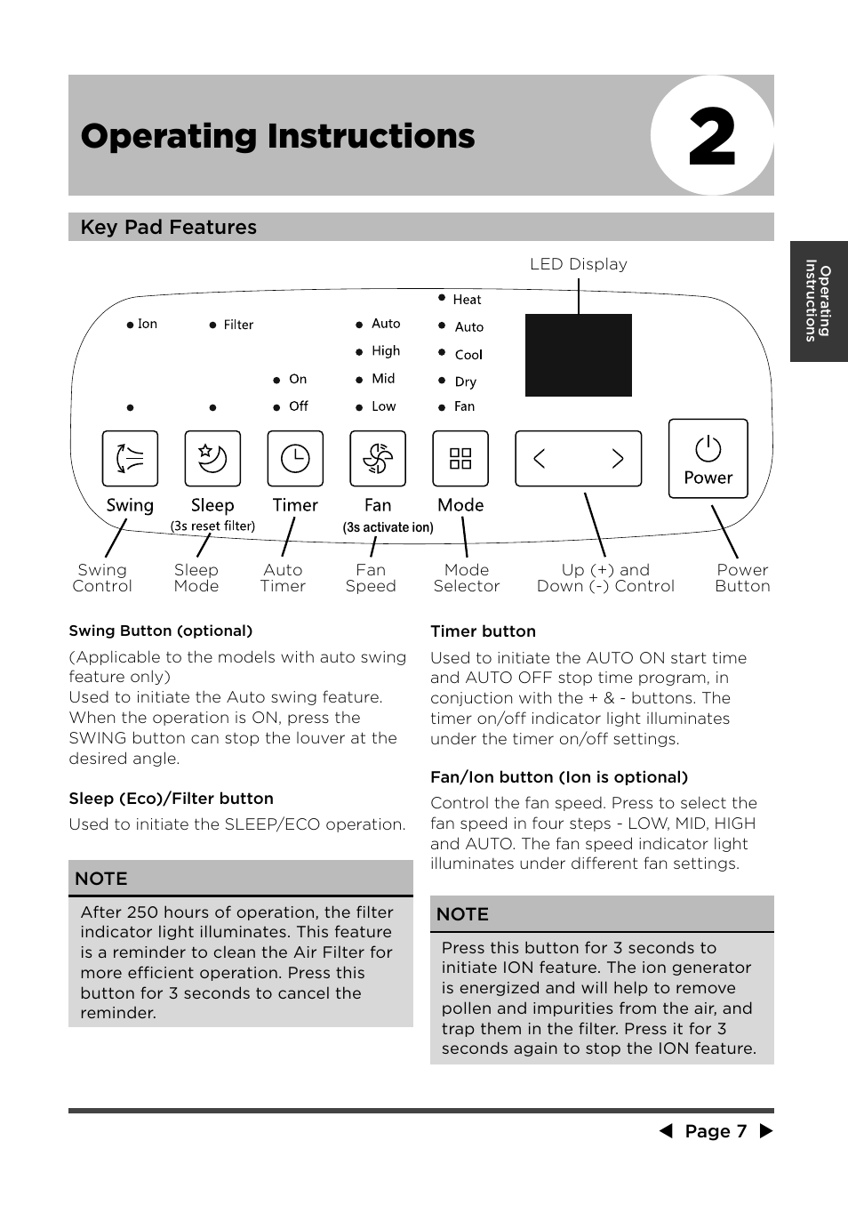 Operating instructions | MIDEA MPF08CR71 User Manual | Page 8 / 32