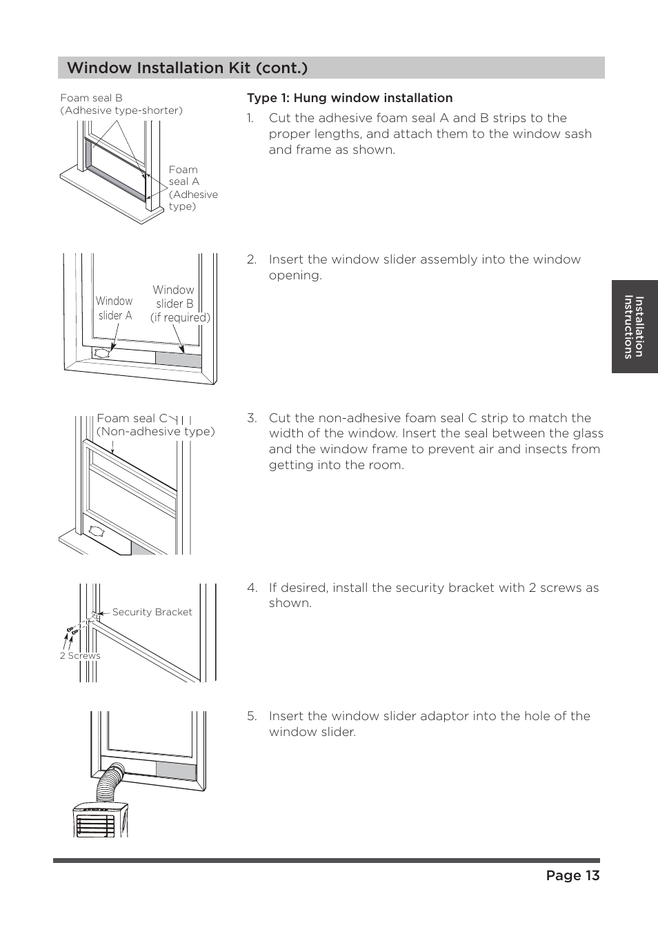 Window installation kit (cont.) | MIDEA MAP08R1CWT User Manual | Page 13 / 32