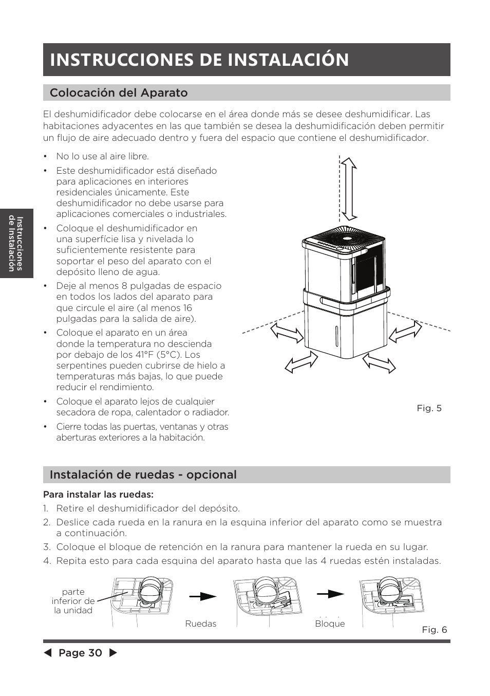 Instrucciones de instalación | MIDEA MAD20S1QWT User Manual | Page 30 / 46