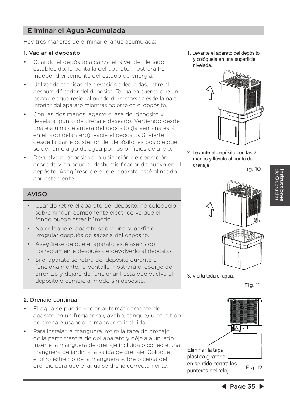 Eli m inar el agua acu m ulada | MIDEA MAD20S1QWT User Manual | Page 35 / 46
