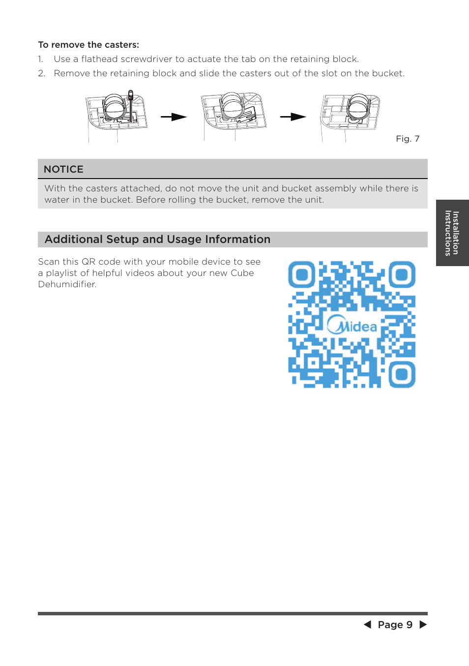 Additional setup and usage infor m ation | MIDEA MAD20S1QWT User Manual | Page 9 / 46