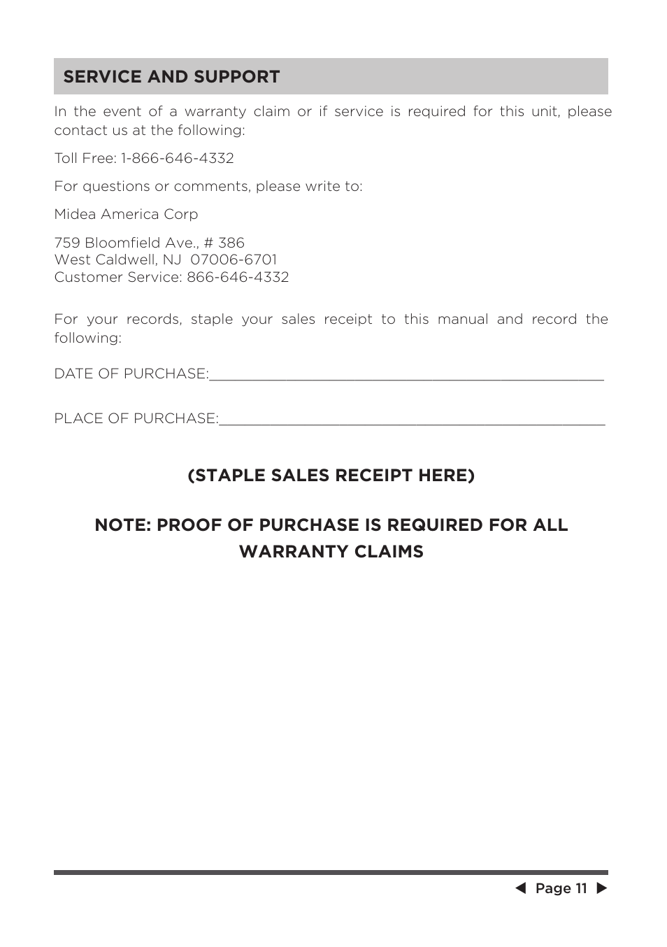 Service and support | MIDEA Ultrasonic SCK-3Q60B User Manual | Page 11 / 13